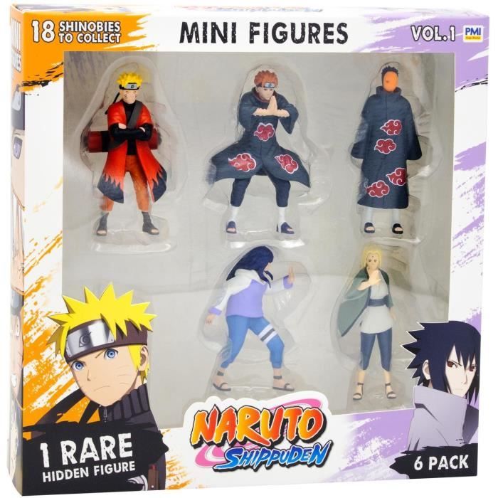 Pack de 6 figurines - BANDAI - Naruto Shippuden - PMN2060 - 7 cm - 1 personnage mystère