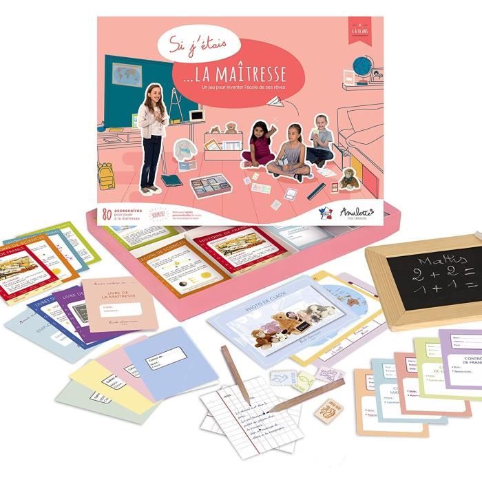 Coffret Si J’étais la Maîtresse - Jeu dimitation éducatif 6 à 10 ans - 80+ accessoires pour jouer à la maîtresse d’école
