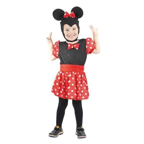 Déguisement - Souris noir et rouge - Taille 80/92 - Robe et bonnet inclus