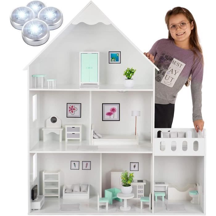 Maison de poupée - Kinderplay - GS0023A - Bois - 38 accessoires - Vert menthe