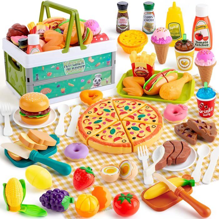 Accessoire Cuisine EnfantDinette Enfant Ustensile Cuisine EnfantJeu De Role De Chef Kit Cuisine Enfant Avec Nourriture Jouet Cou