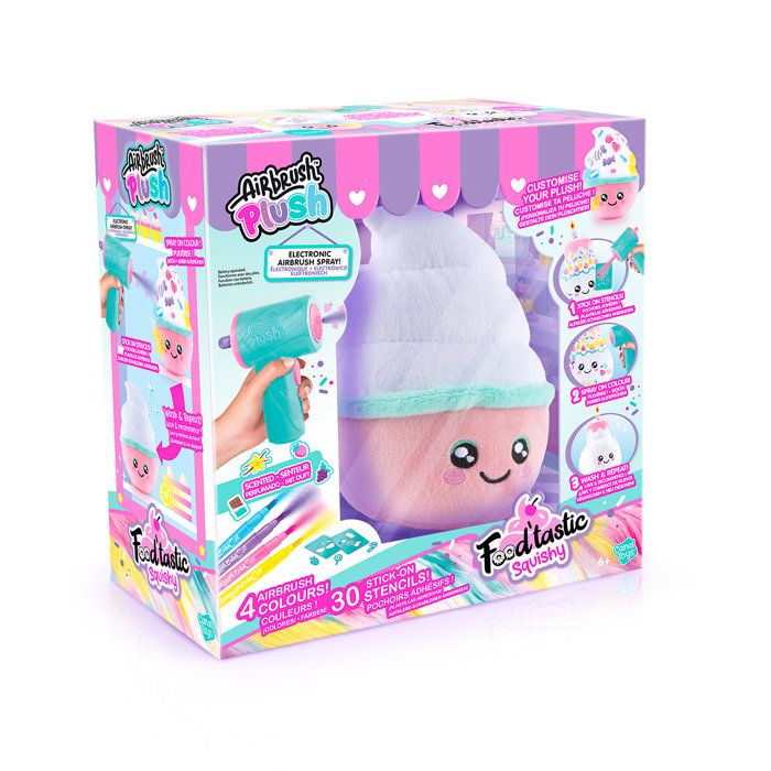 Canal Toys - Airbrush Plush – Peluche Squishy Food’tastic à décorer avec feutres parfumés et pochoirs - AIR 072