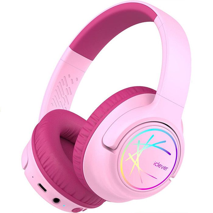 SHARPHY Casque pour enfants écouteurs pour fille avec lumières LED mode mignon rose sans fil cadeaux pour enfants