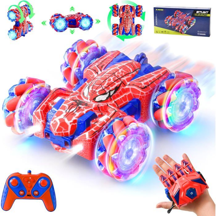 Voiture Telecommandé Enfant 2.4Ghz 360°Rotation Jouet de Cascade RC avec Commande Manuelle 4WD RC Car Radiocommandee Jouet Garc
