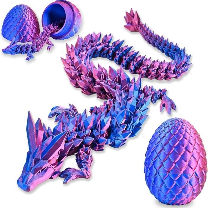 Œuf de Dragon Imprimé 3D Jouet Surprise Cadeau pour Adultes et Enfants- Figurines Mobiles Pâques Noël Décoration Bureau (Violet)