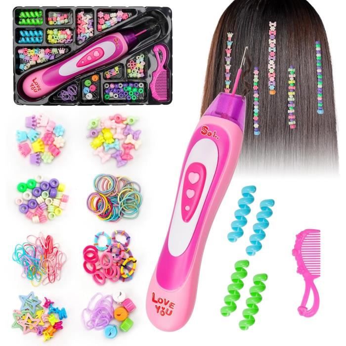 Machine a Tresser Les Cheveux Fille Outil de Tressage pour Enfant Multicolore Perle Accessoire de Cheveux pour Filles 5-12 Ans