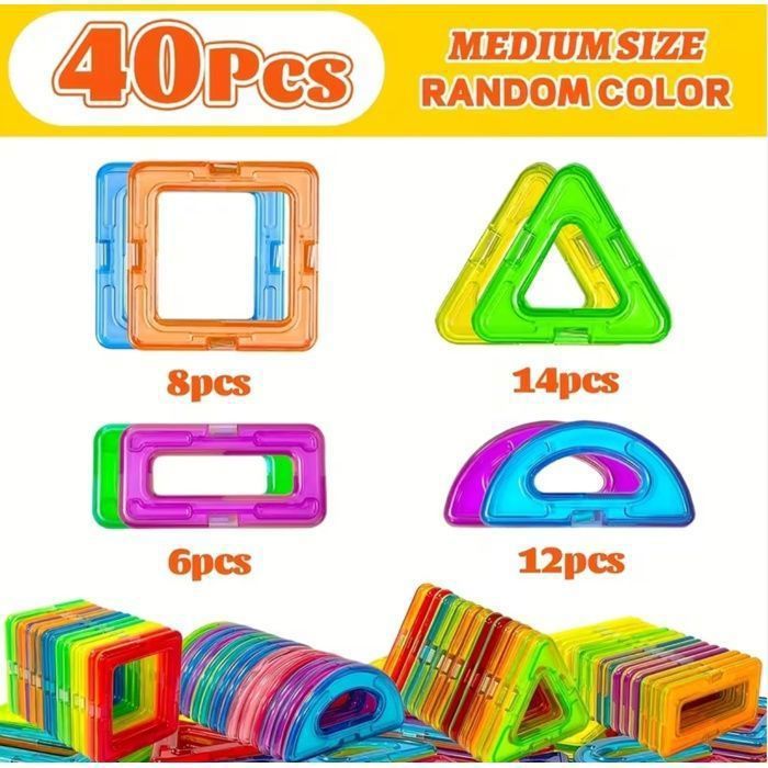 JustForVibe - 40 pièces géométriques de construction magnétiques/aimantés enfant - Jouet éducatif STEM - 40PCS