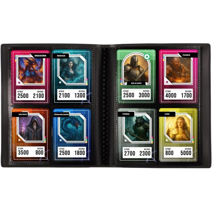 Mini album 160 cartes à collectionner - Konix - 4 pochettes 63 x 88 mm par page - Magic The Gathering Pokémon Yu-Gi-Oh! - Noir
