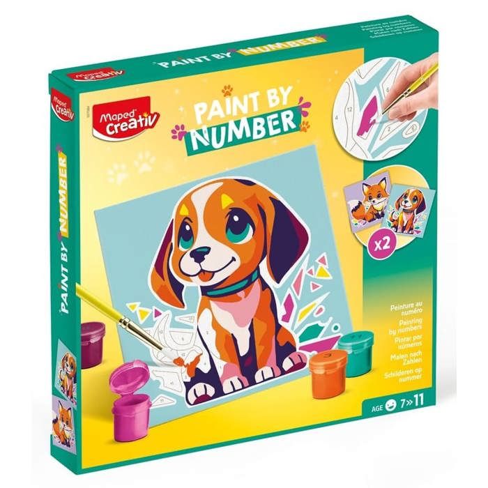 Peinture au numéro de Chien et Renard - Maped Creativ - Activité de peinture pour Enfants - Loisir créatif - Dès 7 Ans