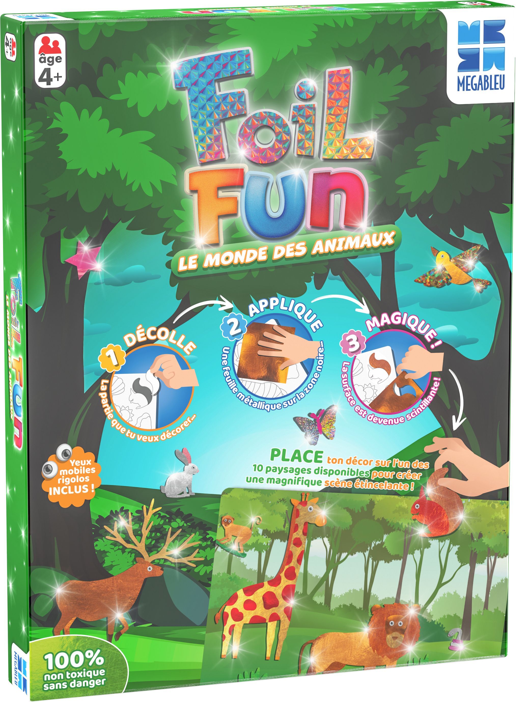 Activité créative - MEGABLEU - Foil Fun - Royaume des Animaux - Œuvres magiques faciles à créer