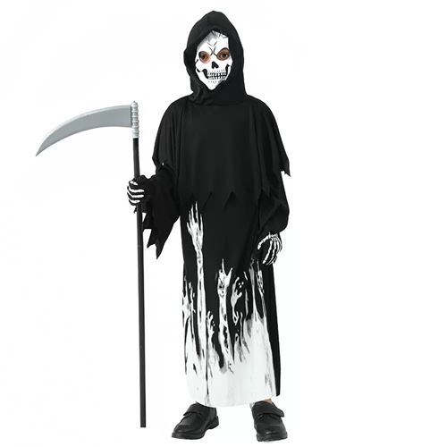 Déguisement de rôle enfant Halloween : la Mort au faucille phosphorescente, taille S