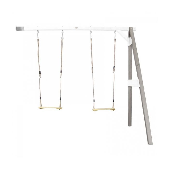 Portique mural en Bois FSC Gris / Blanc avec 2 Balançoires Enfant - AXI