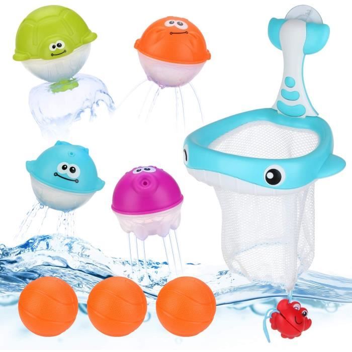 Jouet de Bain - Mini Panier pour Baignoire - Jeu de Tir pour Bébé - Bleu - Mixte - 6 mois