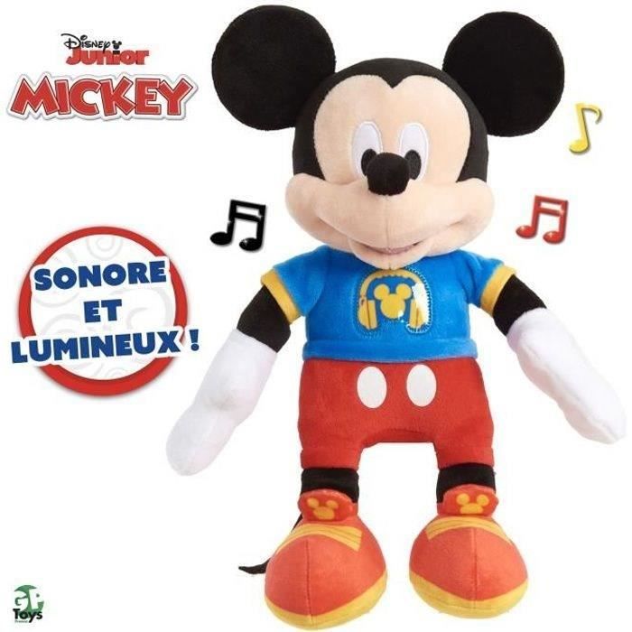 Mickey Peluche musicale avec fonctions sonores et lumineuses 30 cm Jouet pour enfants dès 3 ans MCC13