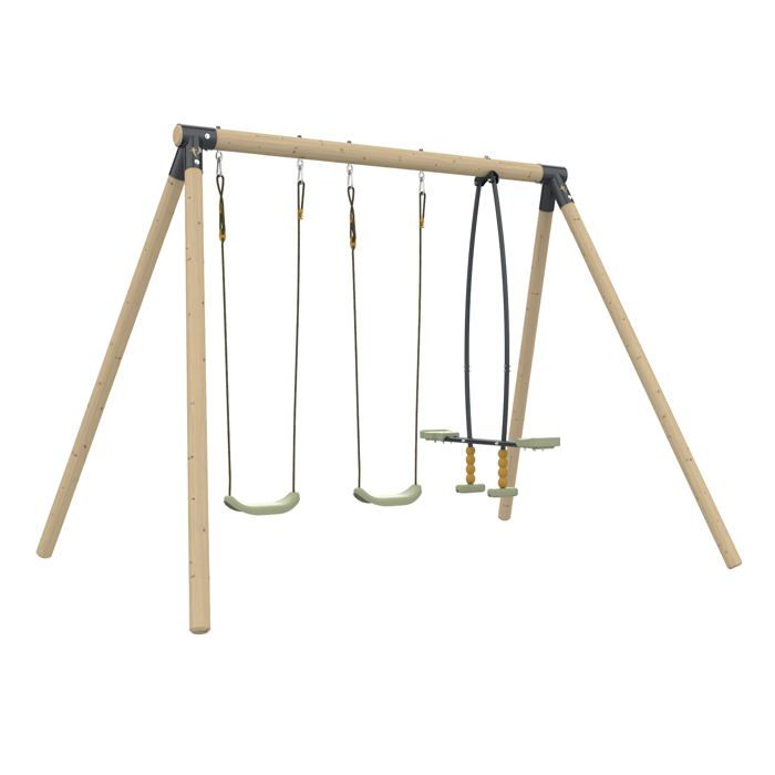 Portique 2 balançoires et vis-à-vis BARBICHE en Bois H224cm