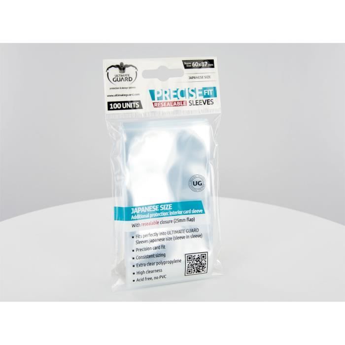 Ultimate Guard 100 pochettes refermables Precise-Fit Sleeves format japonais Transparent