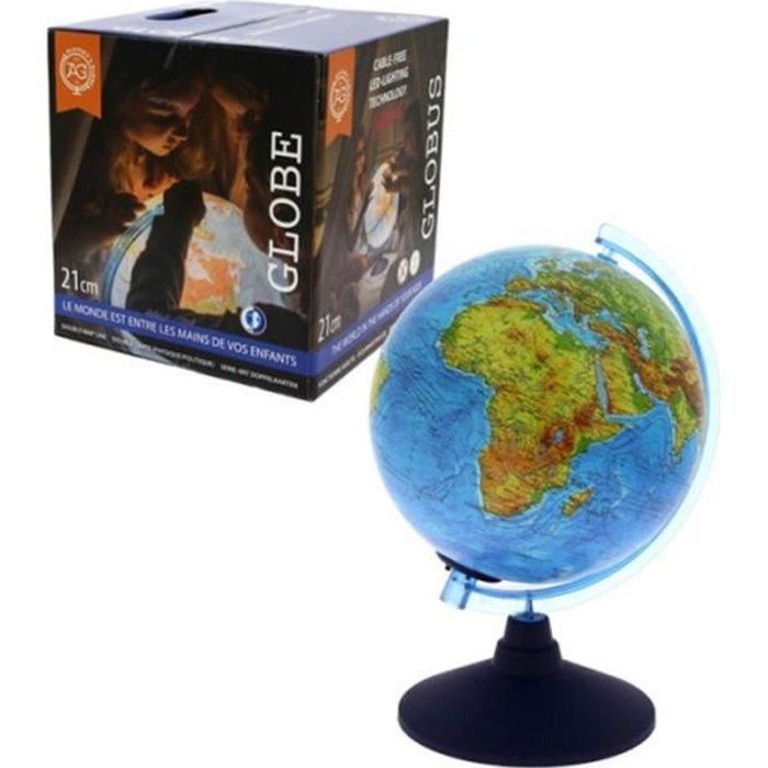 Globe terrestre 21 cm avec led +appli