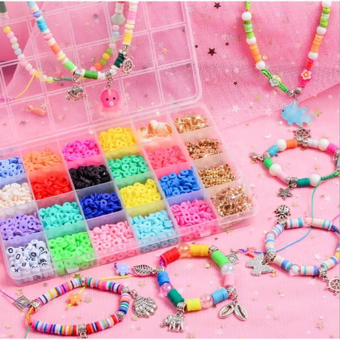 Kit de fabrication de bijoux - ZGEER - Bracelet et collier - 24 perles colorées - Pour enfants - Multicolore