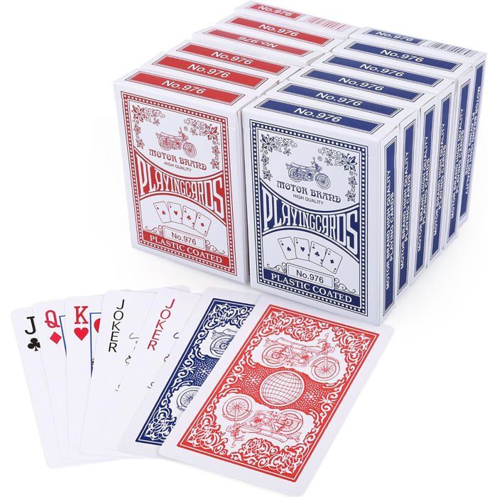 ®RisingFF Cartes à jouer paquet de 12 jeux de cartes en vrac format poker index standard pour blackjack euchre et canasta