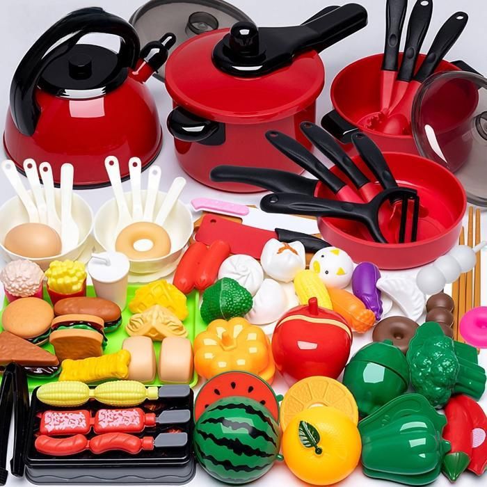 Accessoire Cuisine EnfantJouet de Jeu de Rôle de Chef pour EnfantsAvec Casseroles et PoêlesAliment Multicolore DINETTE