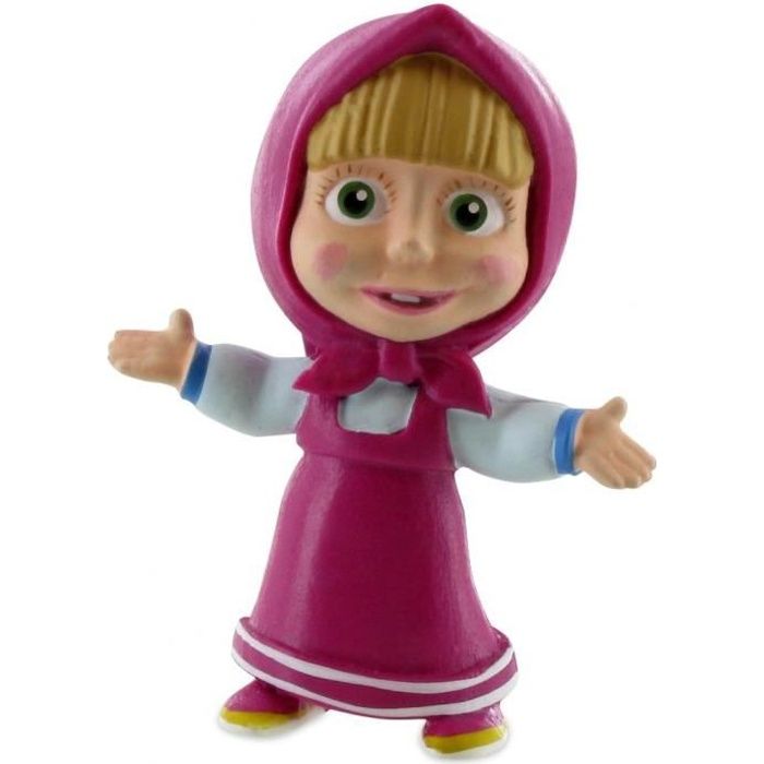 Personnage miniature en PVC - Macha et lours - Rose - Pour Enfant Fille de 3 ans et plus - 6 cm