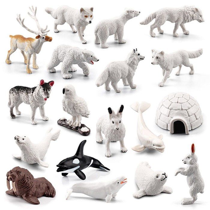 Figurines - Animaux polaires de lArctique - 18 pièces - PVC - Multicolore