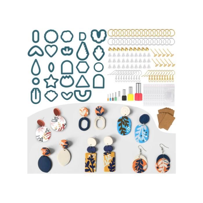 Kit demporte-pièces en argile polymère - 142 pièces - Fabrication de bijoux - Mixte - À partir de 6 ans