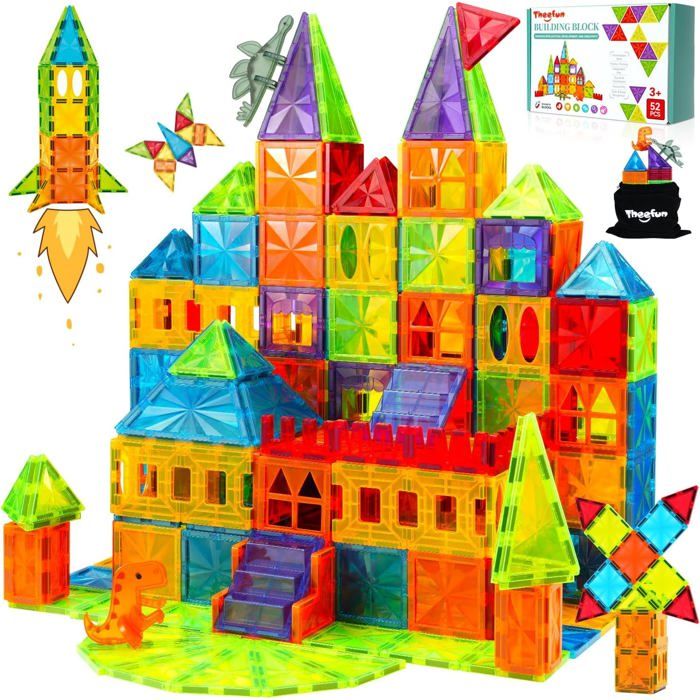 Construction Magnétiques Enfants52 Pièces Blocs De Construction Magnétiques Enfants 3 4 5 6 7 8 Ans Jouets 3D De Jeux Constructio