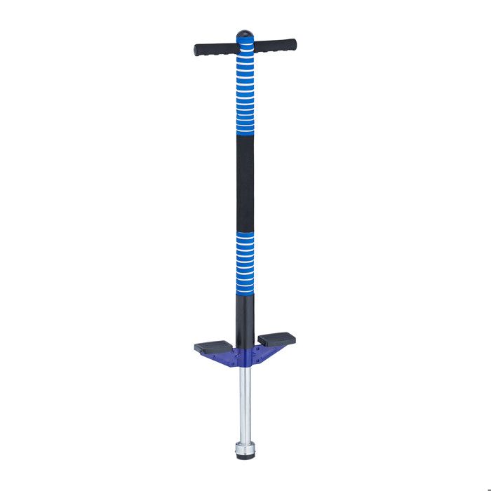 Relaxdays Bâton sauteur pour votre enfant charge maximale : 35 kg rembourré antidérapant acier inox extérieur bleu