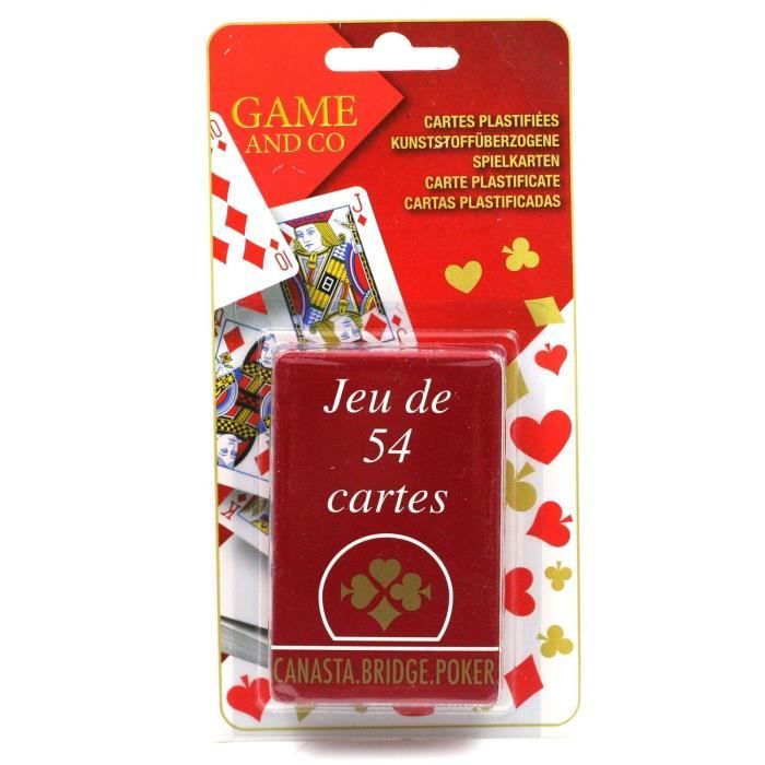 Jeu de 54 Cartes Plastifiées Paquet Rouge