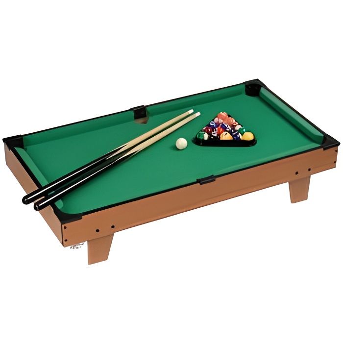8 de Trèfle 29-E2-014 Mini Billard de table sur pieds Avec 2 queues 16 boules 1 cube de craie 1 brosse et 1 triangle Bois et