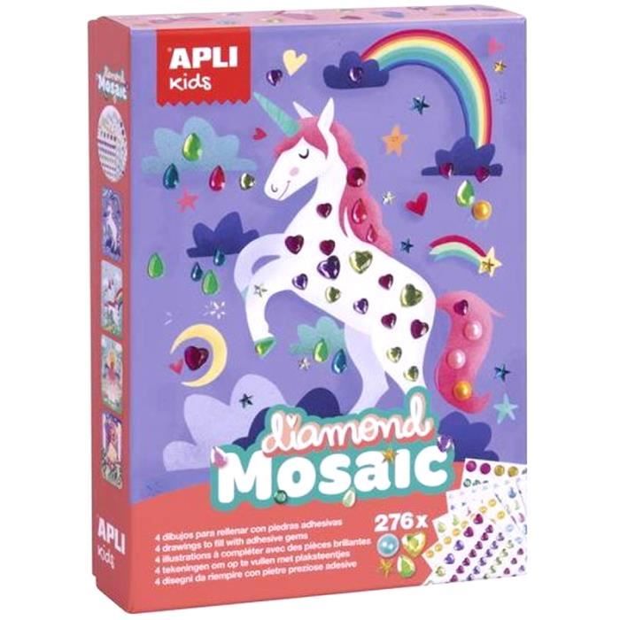 Kit créatif - Apli Kids - Gommettes strass Licorne - 4 pcs - Pour enfants à partir de 4 ans - Activité ludique