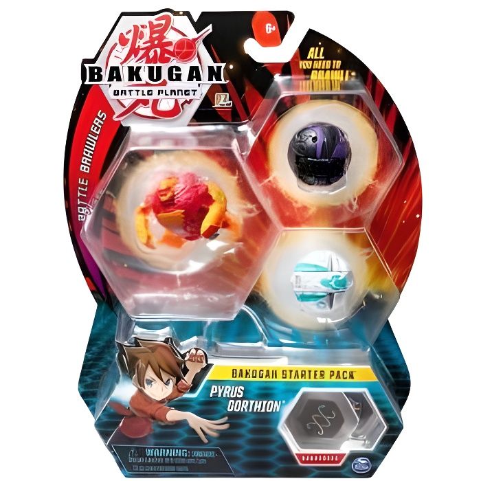 Pour Bakugan - Pack De Demarrage Pyrus Gorthion : 3 Boules (rouge noir Blanche) - Battle Planet