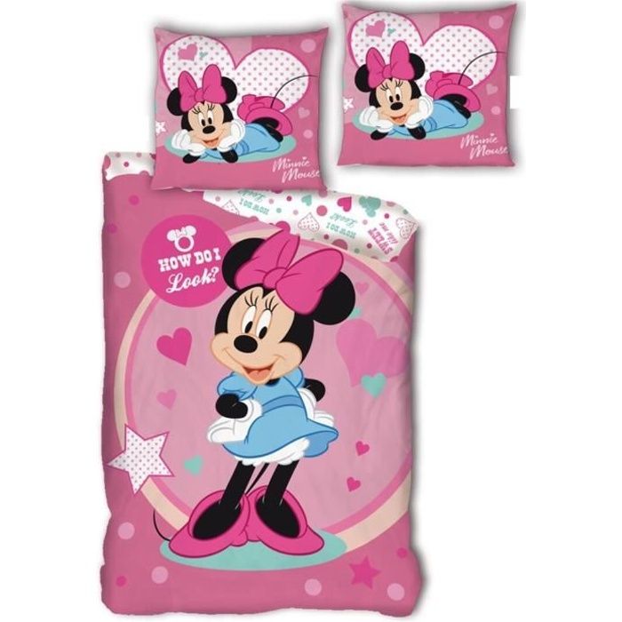 Parure de lit enfant - Disney - Minnie - Rose - Synthétique - Lavable en machine