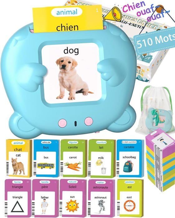 Cartes éducatives - KCVV - Jouet enfant 2 ans - Apprentissage sans écran - 510 mots - Design léger