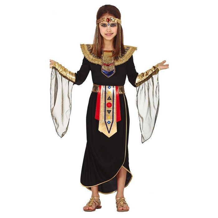 Déguisement - Princesse égyptienne - Noir - 5-6 ans - Ensemble collerette robe ceinture bandeau