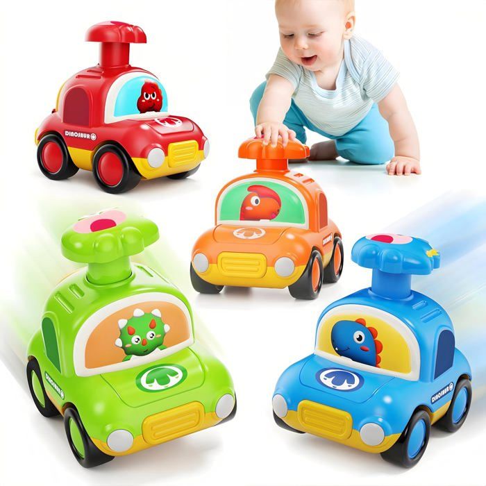 Jouet Voiture Bebe 1 An Petite Voiture Enfant 2 Ans 4pcs Press And Go Cars Éducation Précoce Push And Go Cars Jouets Pour Cadeau
