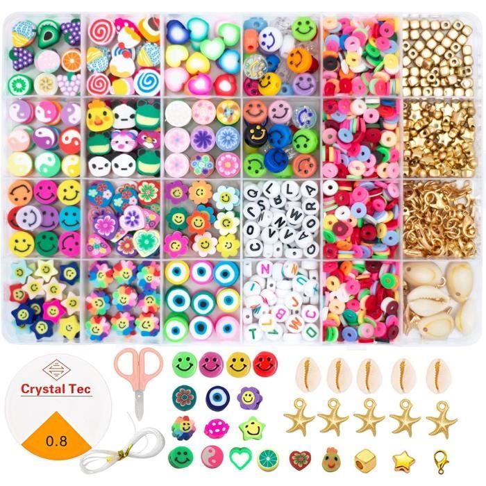 Perles pour Bracelet - DIY - Enfants - Colorées - Non toxiques - Kit de Fabrication de Bijoux