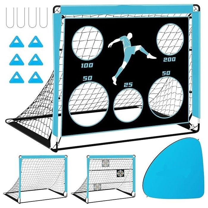But de football - 3 modes - Pliable - Avec 6 cibles et sac de transport - 120x90x90 cm - Pour lintérieur lextérieur la prairie