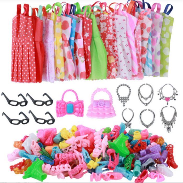 Ensemble de 32 pièces - Accessoires pour poupée fille - Vêtements et accessoires pour poupée de 29 cm 10 robes 10 paires de