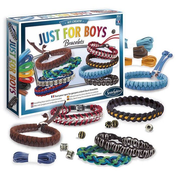 Kit creatif bijoux - SENTOSPHERE - Just for Boys - Fabrication de bijoux pour garçons - Améliorer sa dextérité - Dès 8 ans