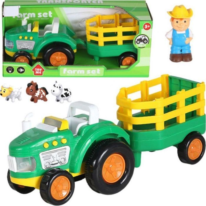 Tracteur de ferme - LEANTOYS - Tracteur pour tout-petits - Vert - Animaux inclus - Lumières et sons