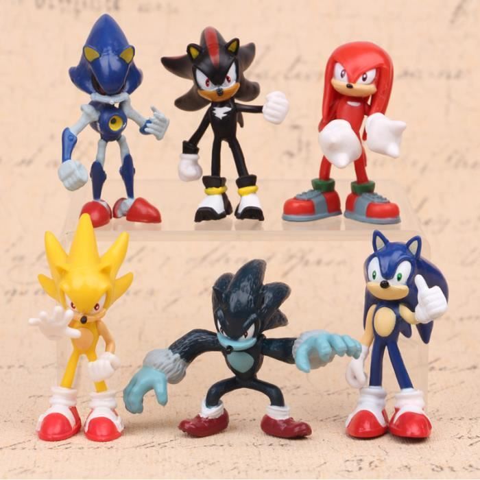 Figurine Sonic the Hedgehog Collection - 6 pcs - Jouet PVC - Taille 5-7 cm - Bleu - Mixte