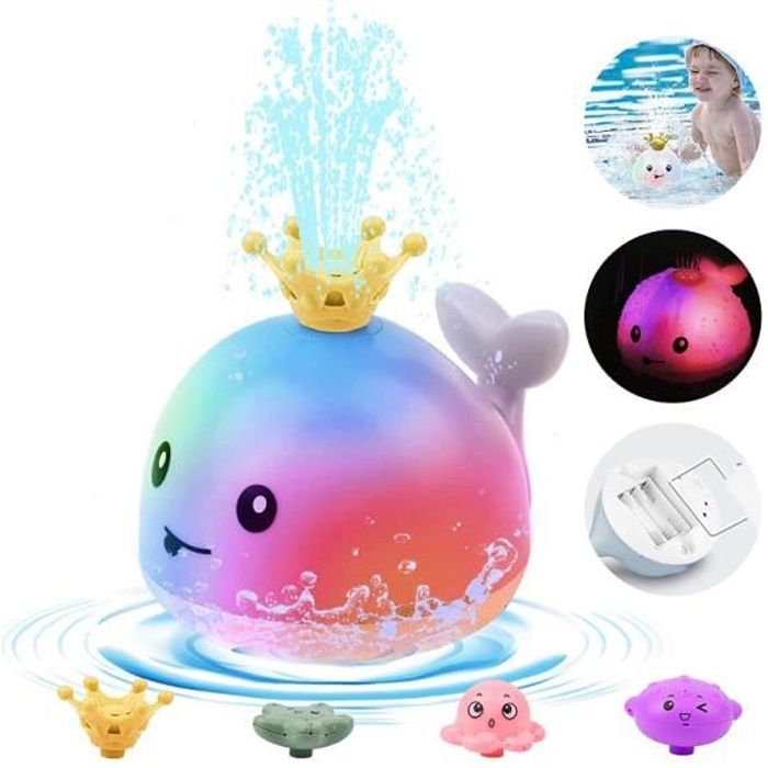 Jouet de bain - Baleine - Modèle de couronne - Éclaboussures deau - Étanche - Automatique