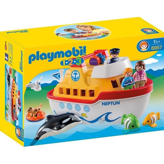 Jeu de construction - PLAYMOBIL 1.2.3 - Navire transportable - 18 mois et plus - Mixte - Plastique
