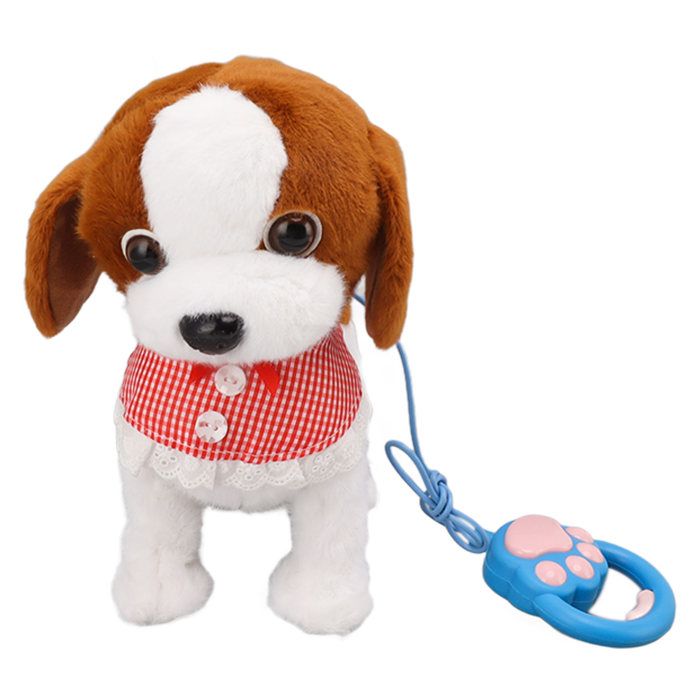 Jouet interactif en peluche électronique pour chien qui marche et aboie avec télécommande et laisse pour enfants