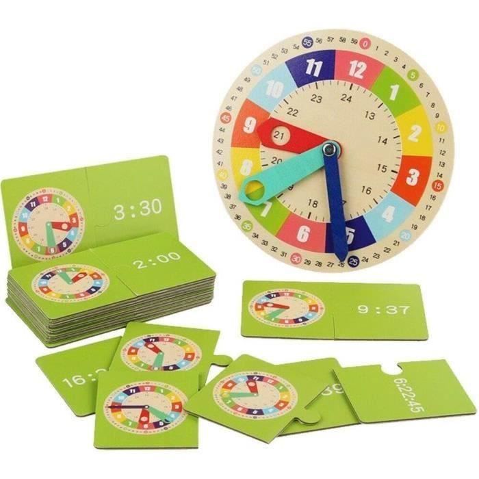Jouet éducatif - Horloge dapprentissage - Montessori - Bois durable - Pour enfants de 2 ans et plus