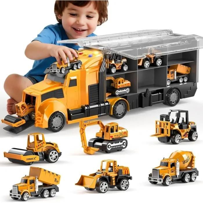 Jouet Camion de Transport - Véhicules Construction - Circuit Voiture Enfant Jouet 3 4 5 6 7 8 ANS - Cadeau Garçon multicolor CAMION