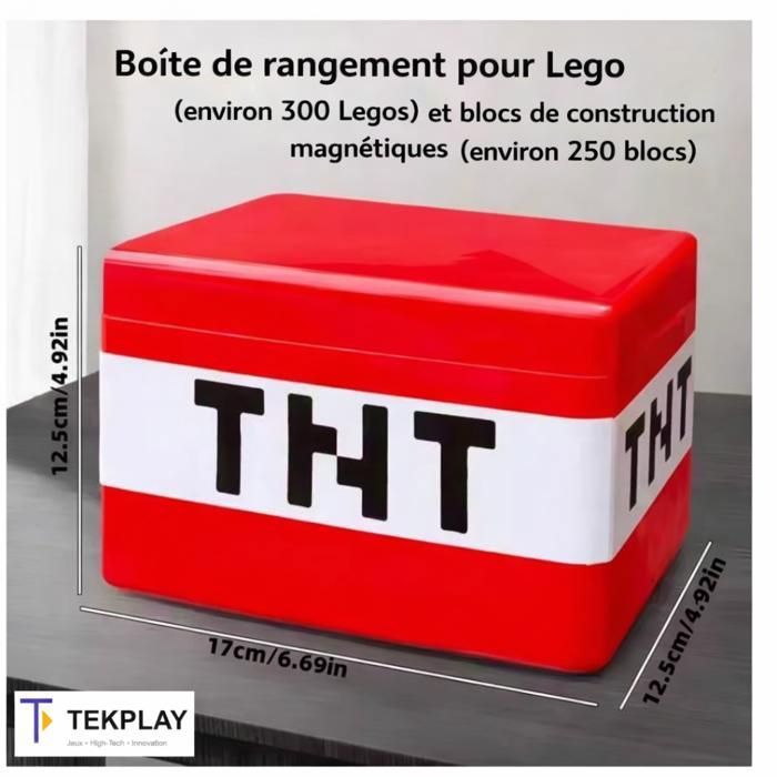 Boîte rangement blocs de construction magnetiques ou légos... style Minecraft TNT – TEKPLAY -  230 cubes de 2X2cm - Jouet enfant