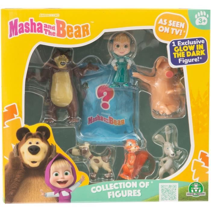 Figurines - MASHA AND THE BEAR - Coffret 7 figurines avec 1 surprise - Taille 5-7 cm - À partir de 3 ans - MHA31